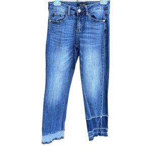 Judy Blue Straight Fit Jeans Womens 1/25 Blue Stretch Raw Hem Denim